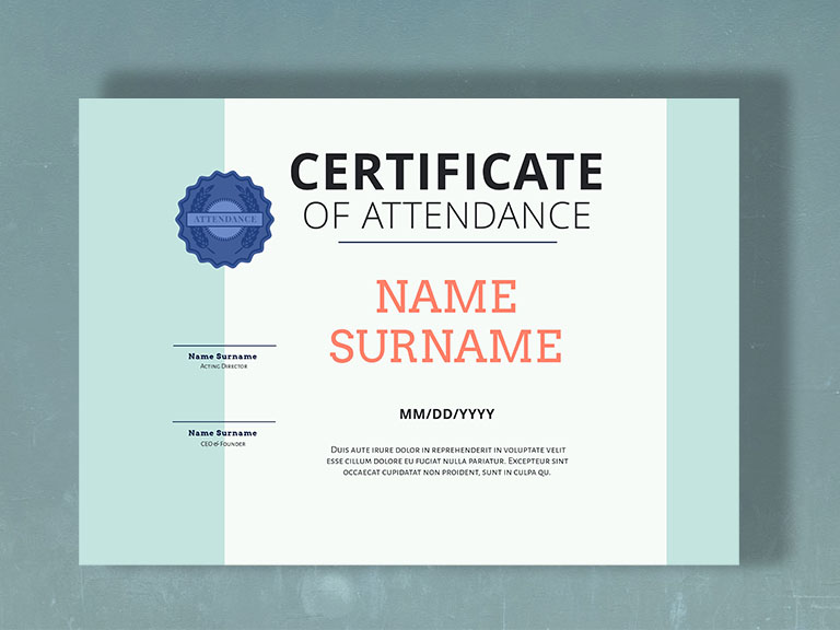 Our online certificate maker makes it easy to create professional certificates quickly and easily. No design skills are needed, just customize your template with our drag-and-drop editor, add your text and images and you're ready to print or share. Try it now!