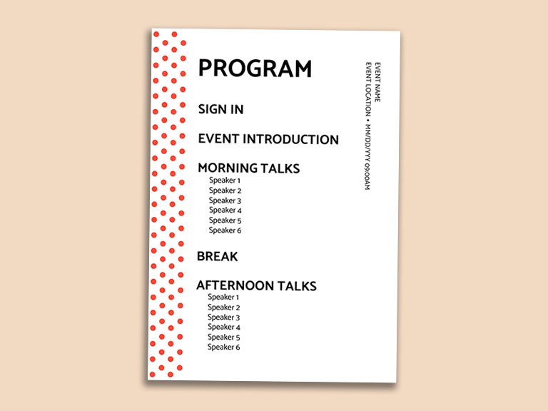 Easily edit and download free Programs templates in minutes. Explore our design library for a variety of customizable options to suit your needs. Create professional-looking programs effortlessly with our ready-to-use templates today!